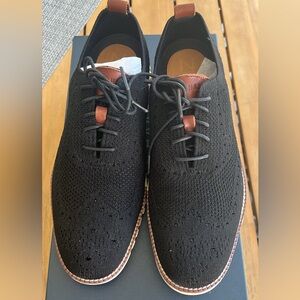 Men's Black Knit Lace-Up Shoes